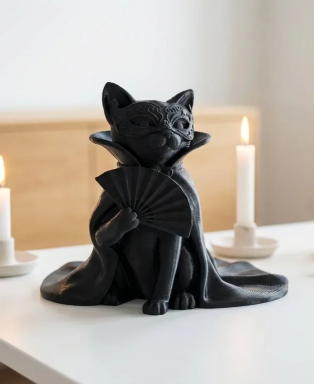 Скульптура кота в маскарадном костюме