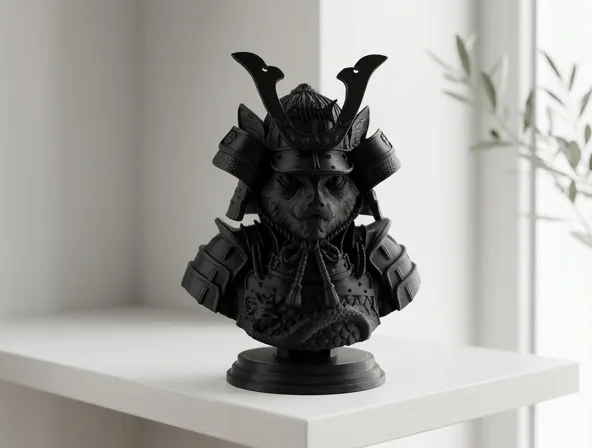 Кот-самурай — детализированный бюст воина