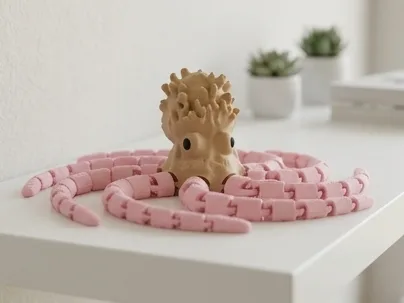 Осьминог с коралловой текстурой — гибкая игрушка