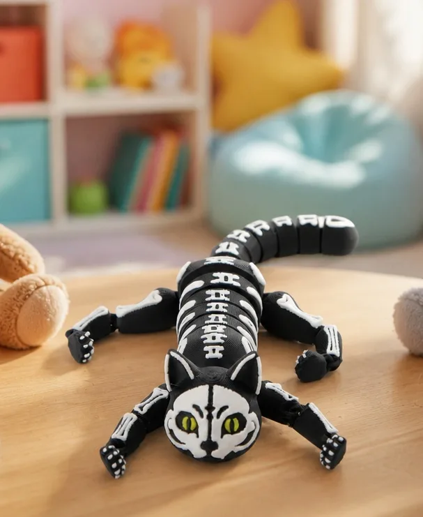 Кот-скелет – гибкая шарнирная игрушка