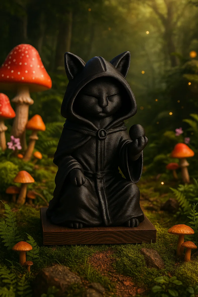 Кот-провидец — скульптура чёрного кота-мага