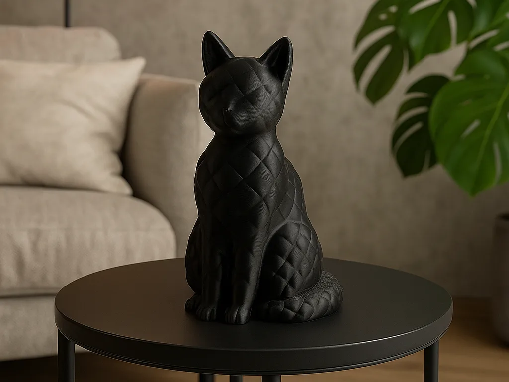 Кот в килте — чёрная скульптура