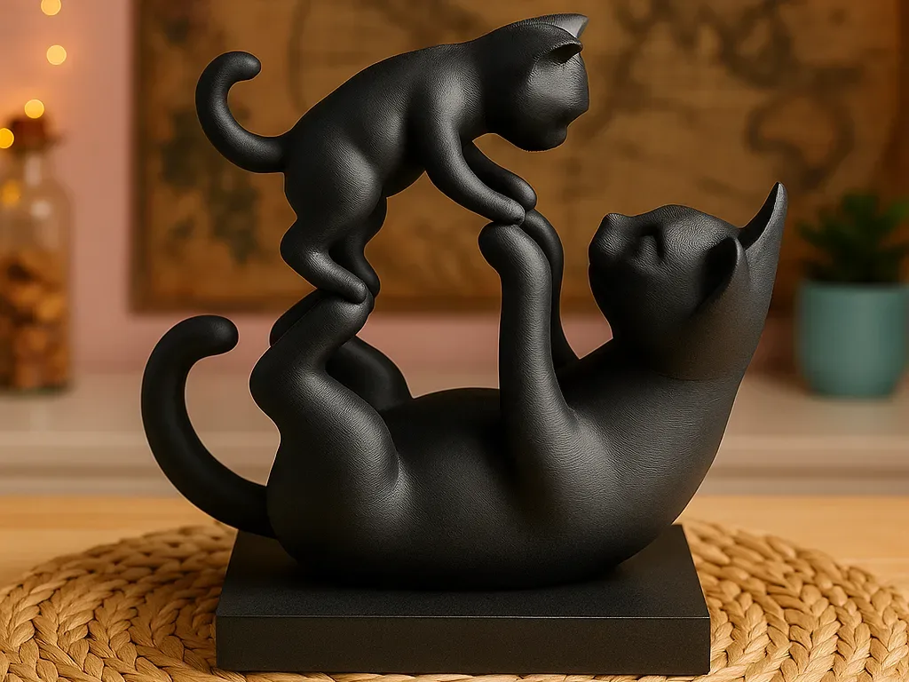Скульптура Игривые Кошки – Кошка и Котёнок
