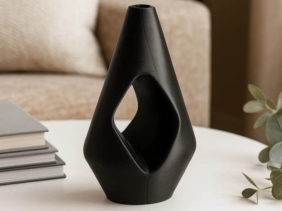 Ваза Void Echo — матовая чёрная скульптурная форма