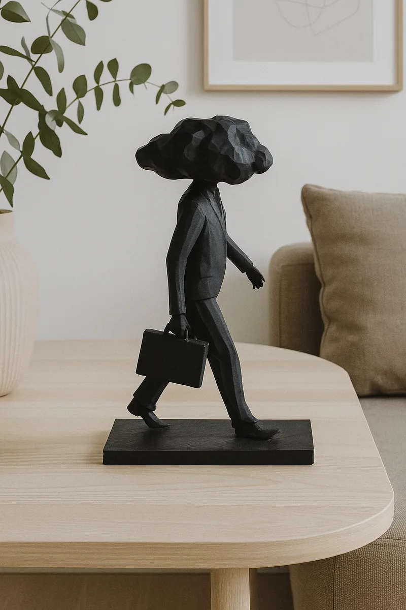 Скульптура «Голова в облаке» в стиле Low Poly