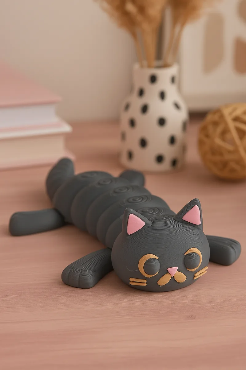 Лежащий кот — гибкая игрушка-антистресс
