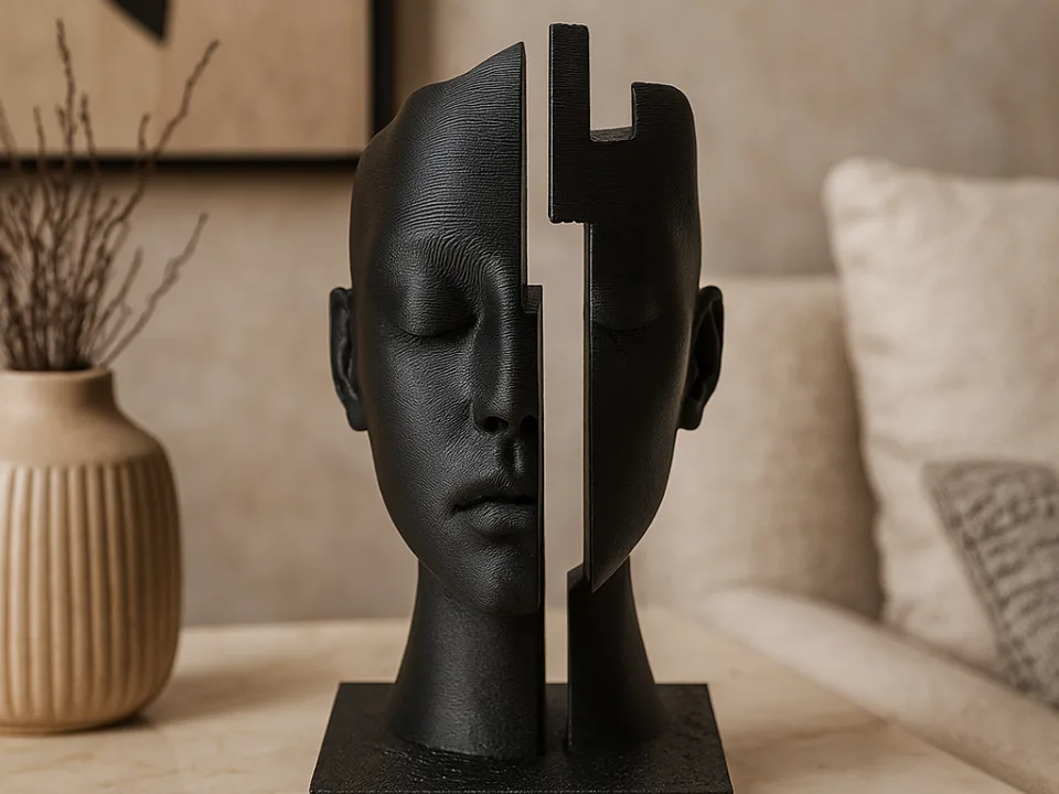 Абстрактная скульптура лица Mind Gap – современный арт